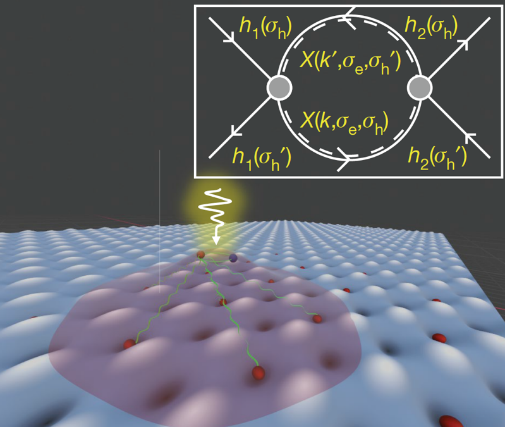 Exciton mediated spin-spin interaction in moire superlattice